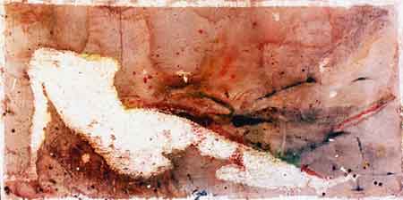 Horizontal Nude (red), 2001, Acrylic and oil on linen 36 x 72 inches, Private Collection