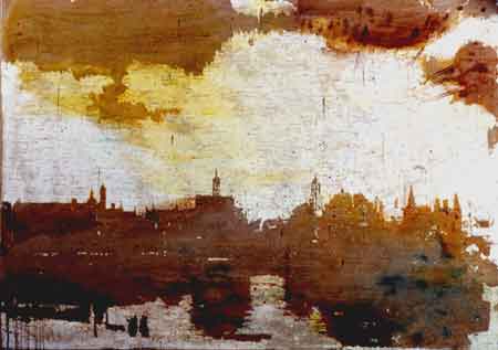View of Delft, 2002, Acrylic, oil and encaustic on linen 51.5 x 72 inches